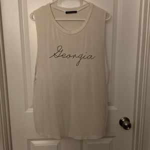 Georgia Bulldog White Muscle tank by Rock Rose Coutour - Size Large